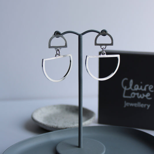 double arc dangle studs silver