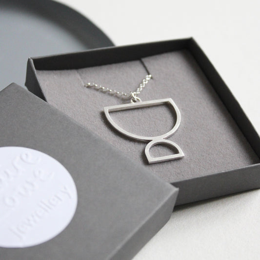 double arc pendant silver