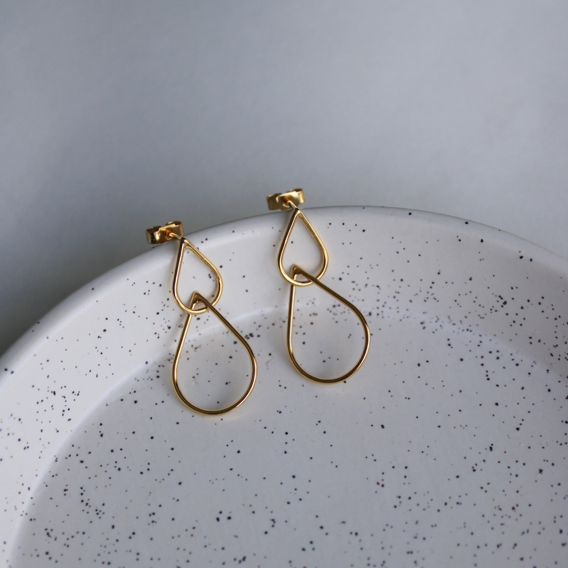 Double Teardrop Earrings Gold Plate – - Main Image