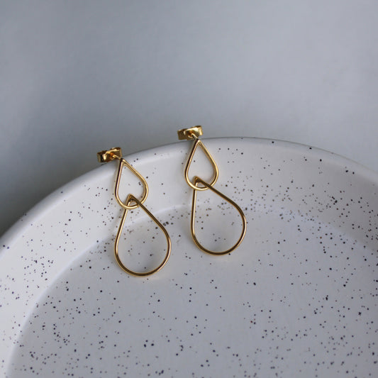 double teardrop earrings gold vermeil