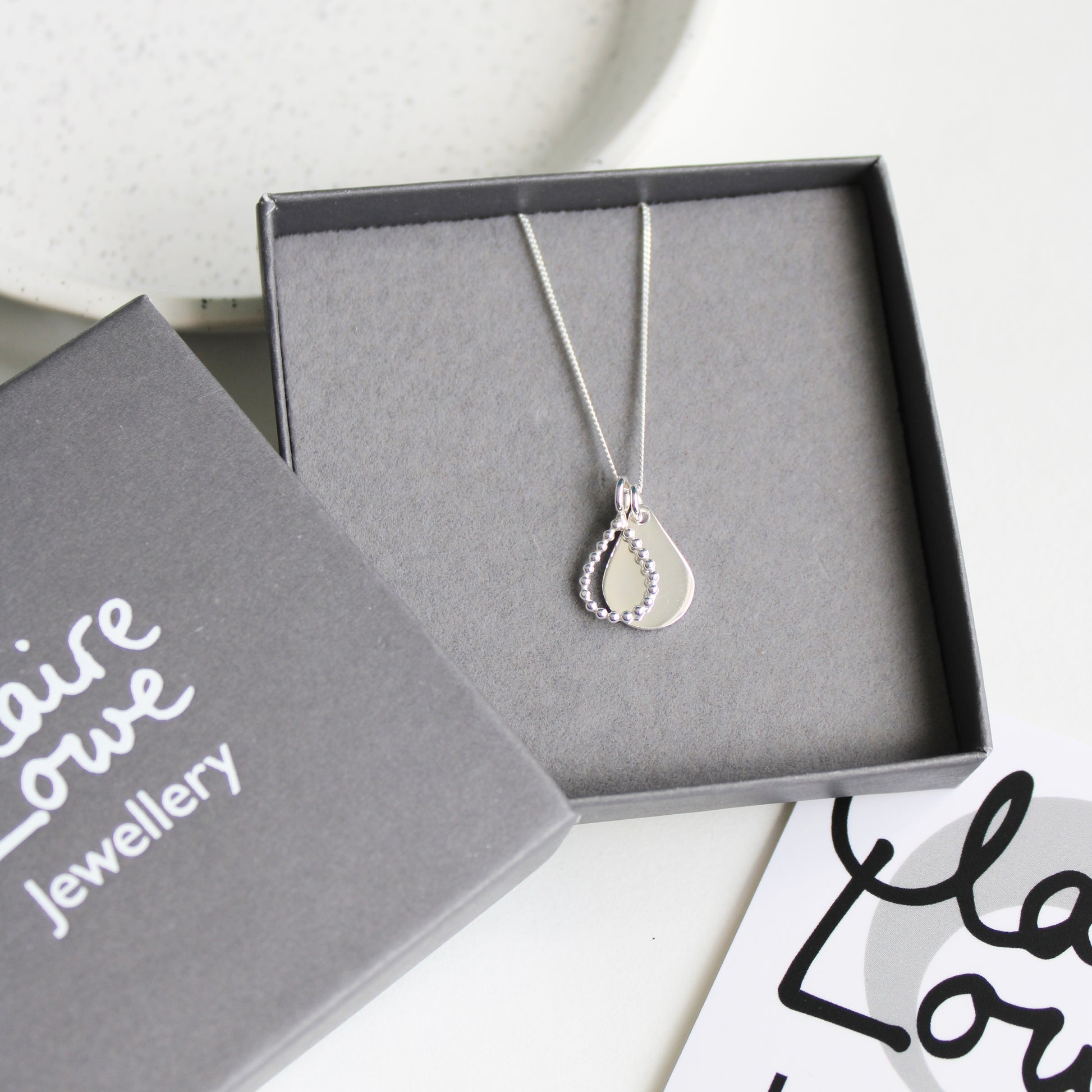 silver double teardrop pendant