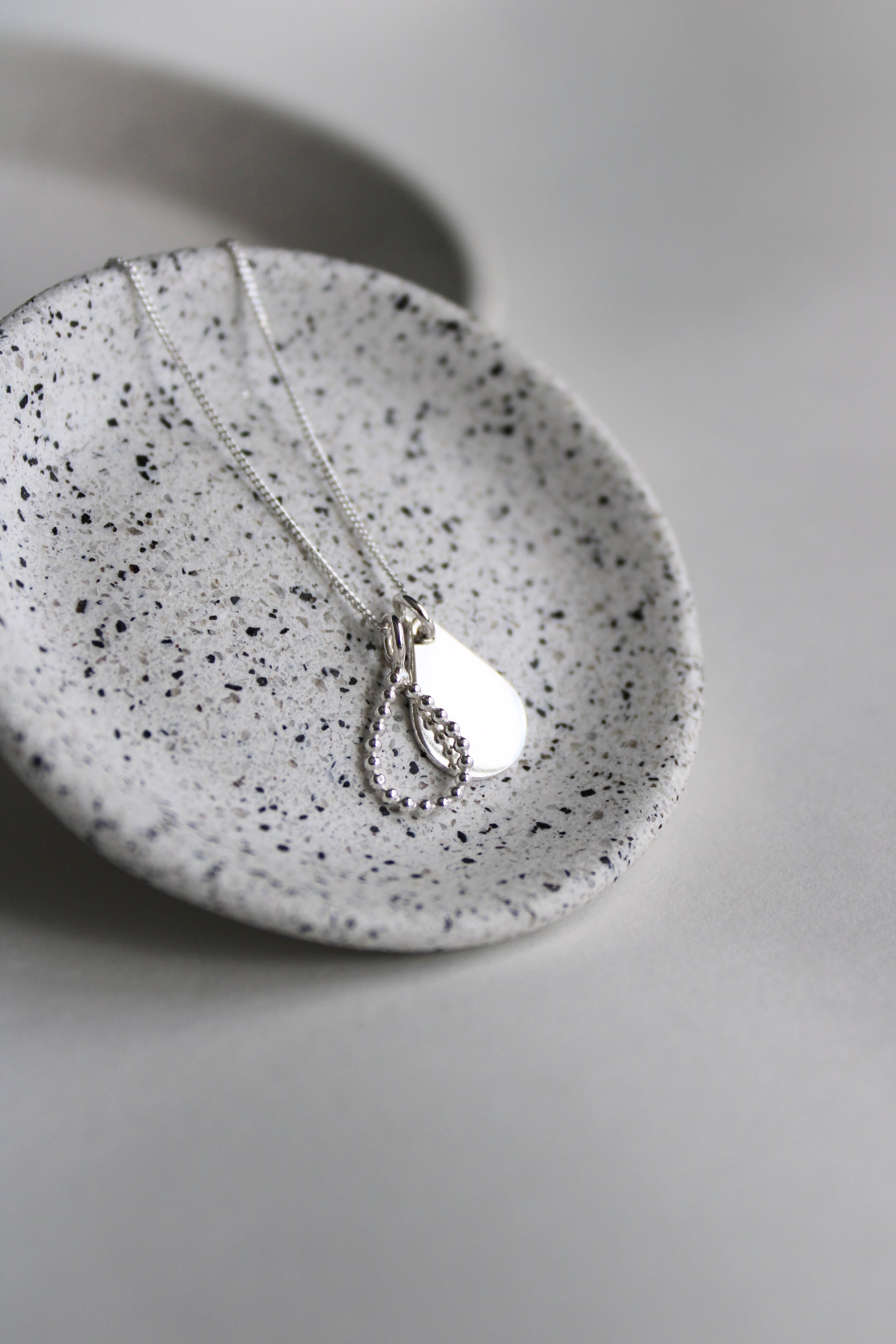 silver double teardrop pendant