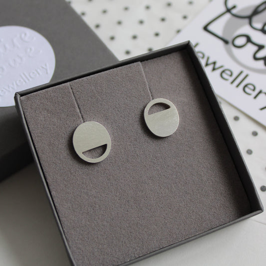 geometric silver stud earrings
