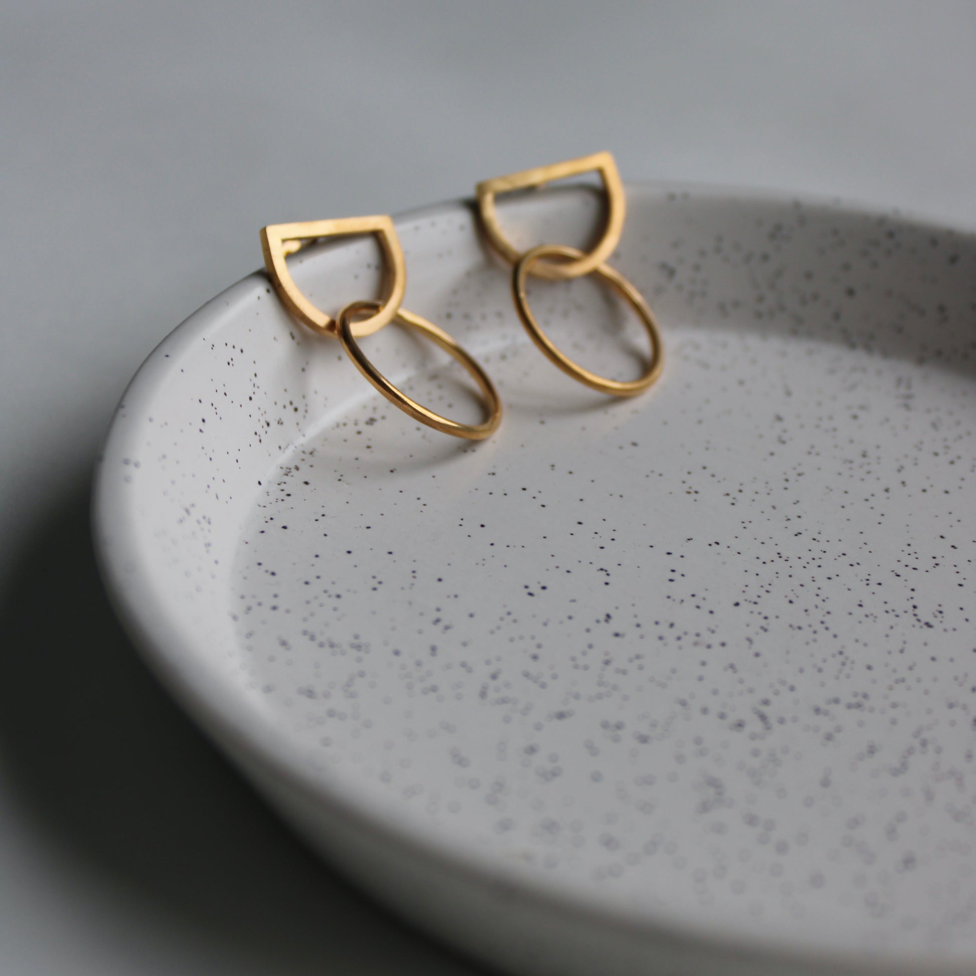 gold vermeil arc circle stud earrings