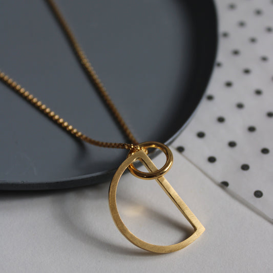 gold arc circle pendant