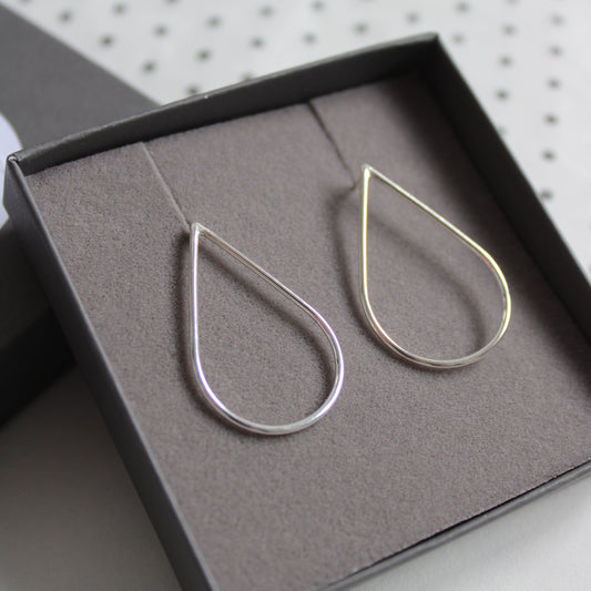 large silver teardrop earrings