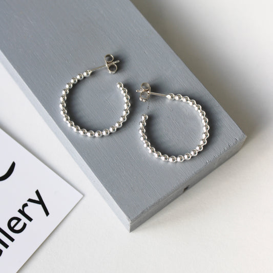 silver midi dotty hoop earrings