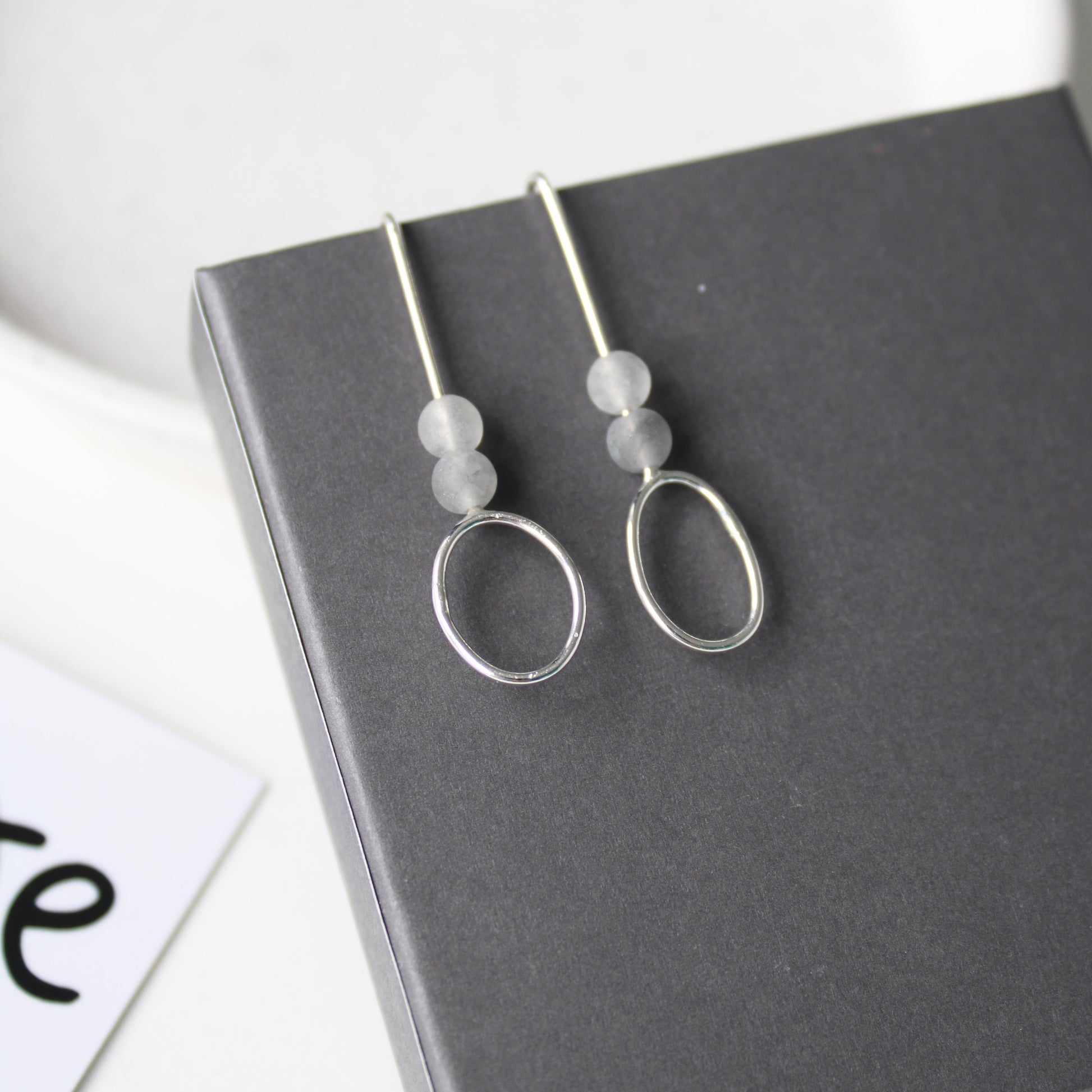 silver and agate drop earrings
