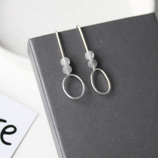 silver and agate drop earrings