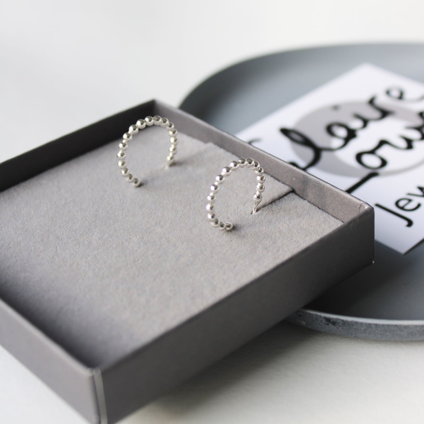 silver dotty hoop earrings