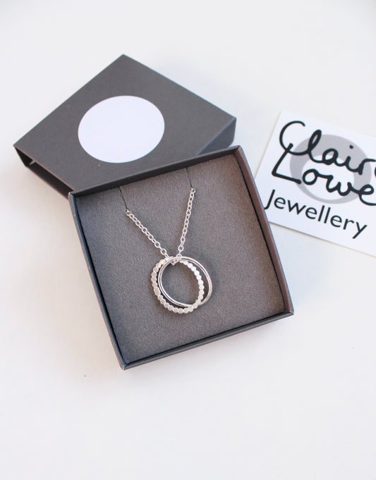 silver double pebble pendant
