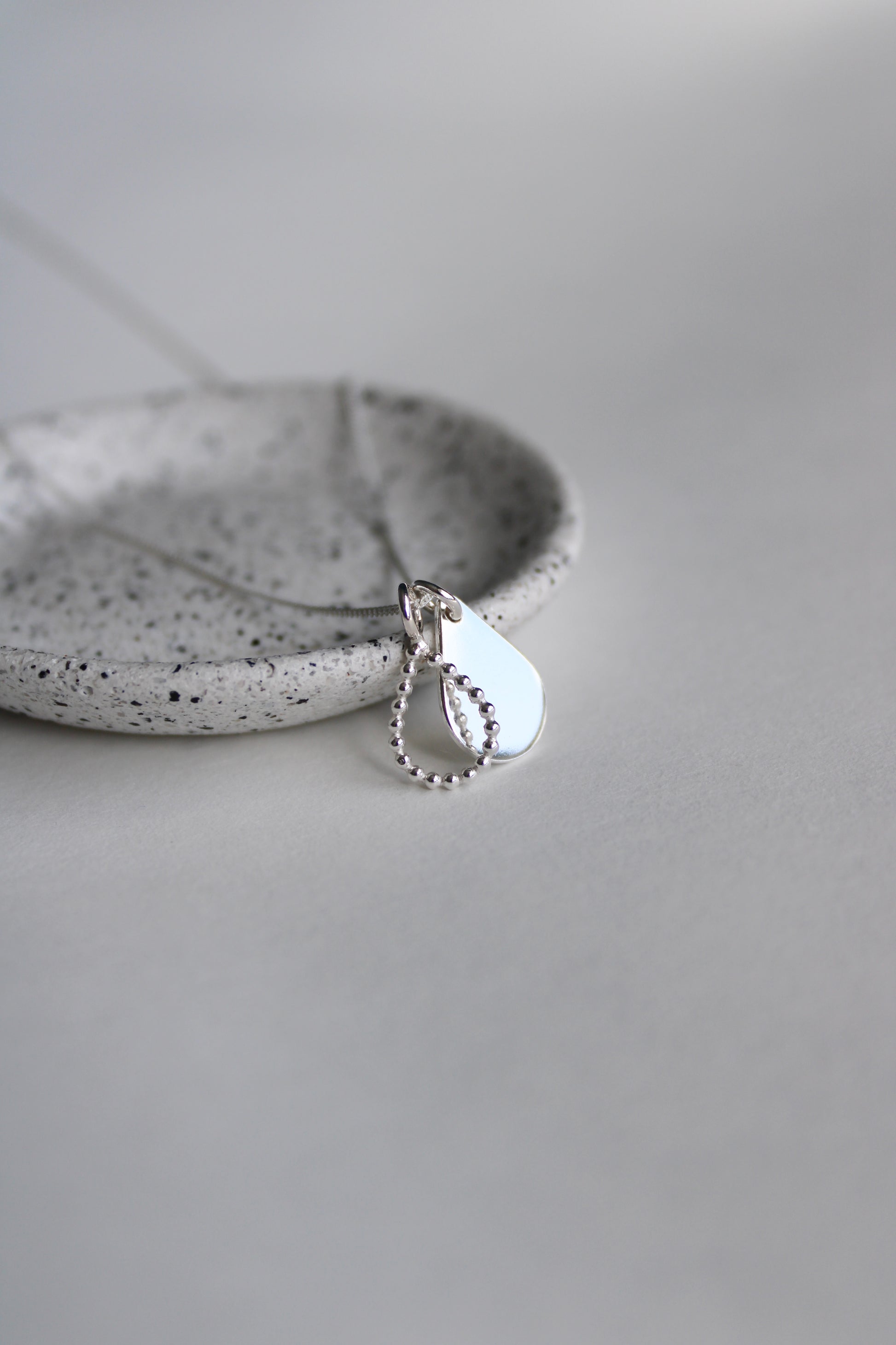 silver double teardrop pendant