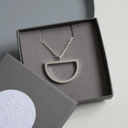 silver large arc pendant