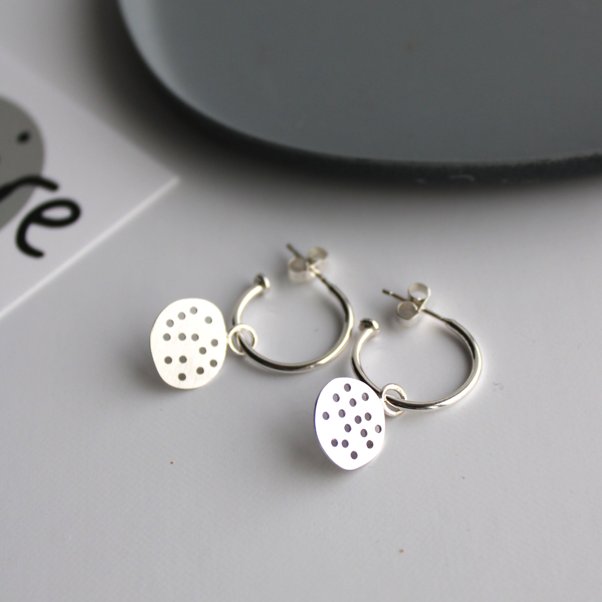 silver pebble hoop earrings