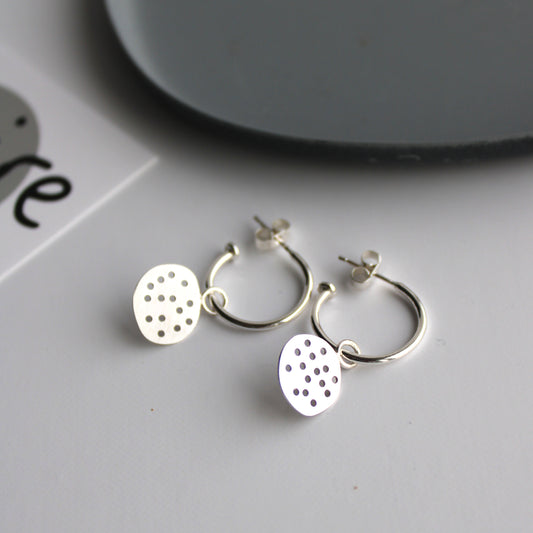 silver pebble hoop earrings
