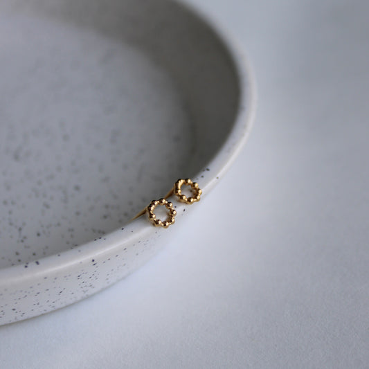 tiny dotty circle studs in gold vermeil