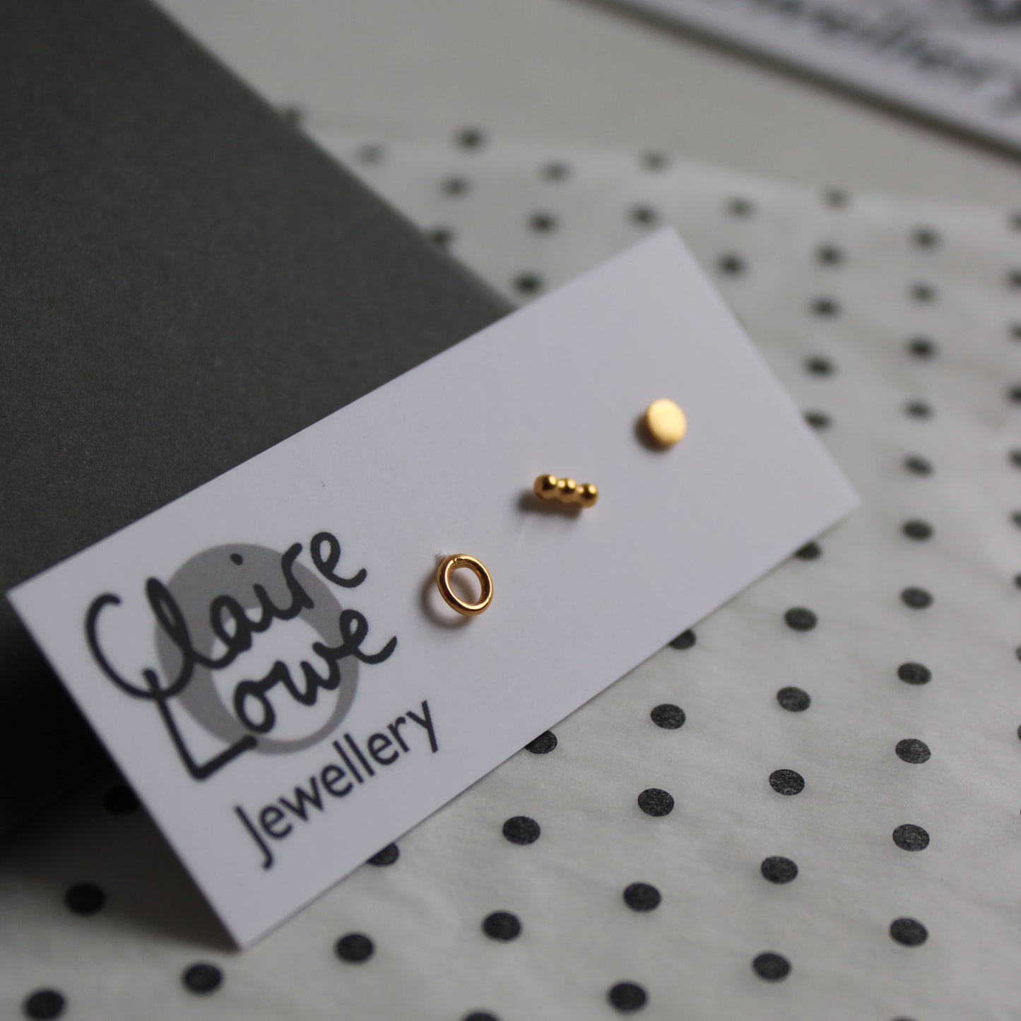 trio earrings in gold vermeil