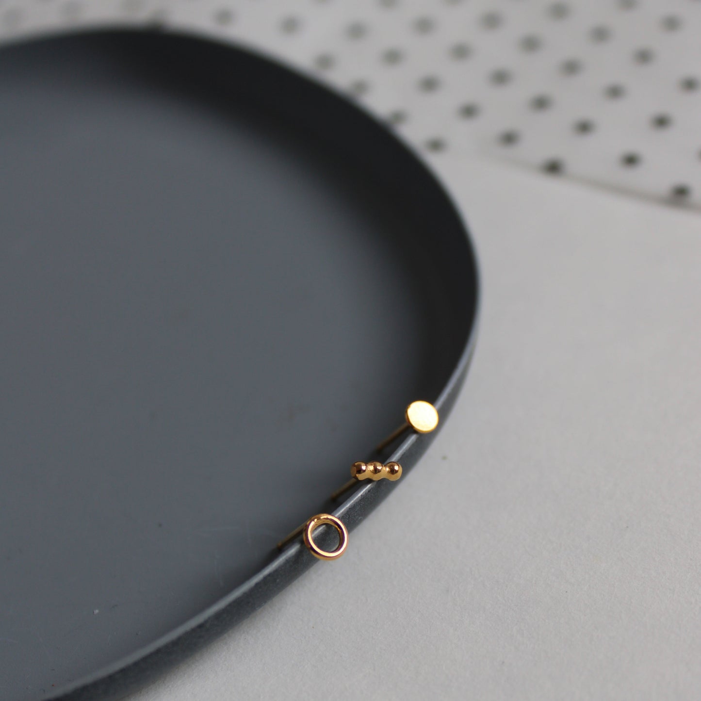 trio of stud earrings gold vermeil