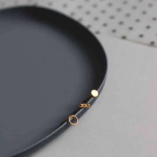 trio of stud earrings gold vermeil