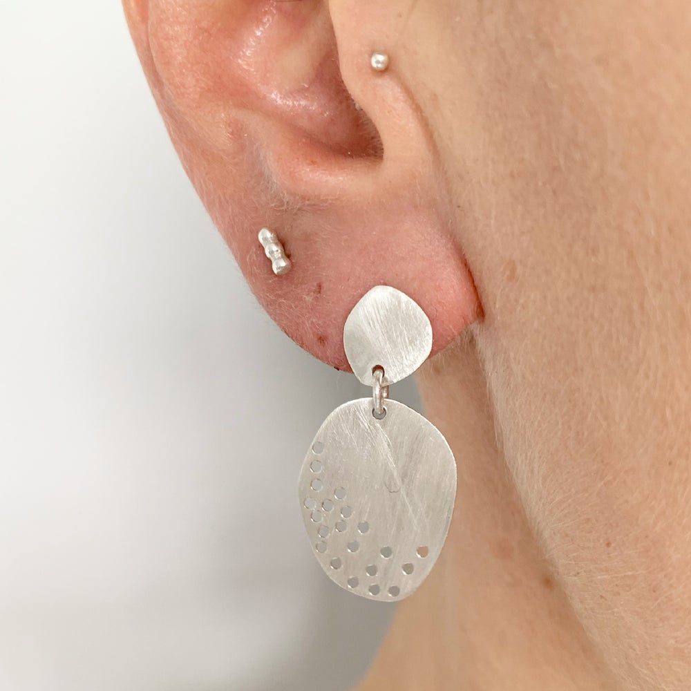 Silver Double Pebble Earrings