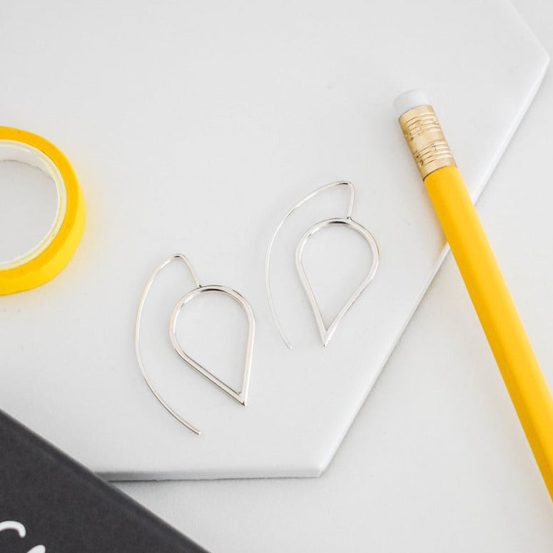 flat silver teardrop earrings