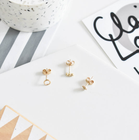 gold trio stud set gold
