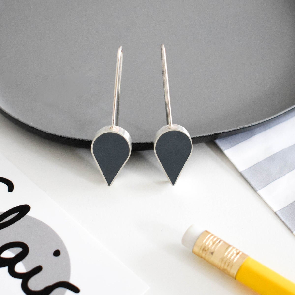 grey teardrop earrings