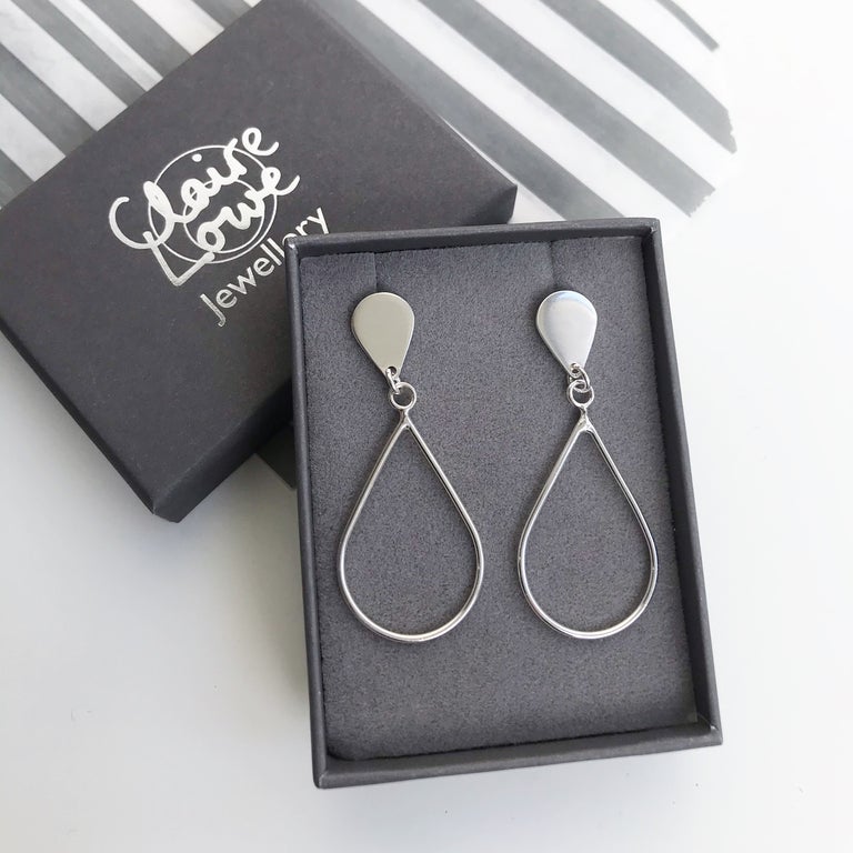 statement silver teardrop earrings