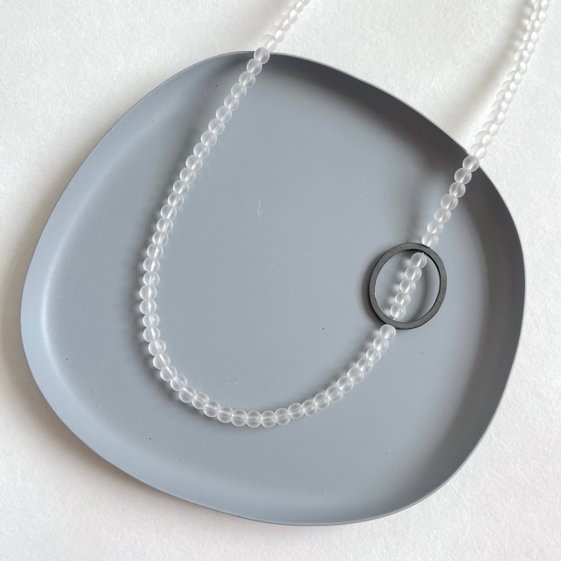 frosted white bead necklace