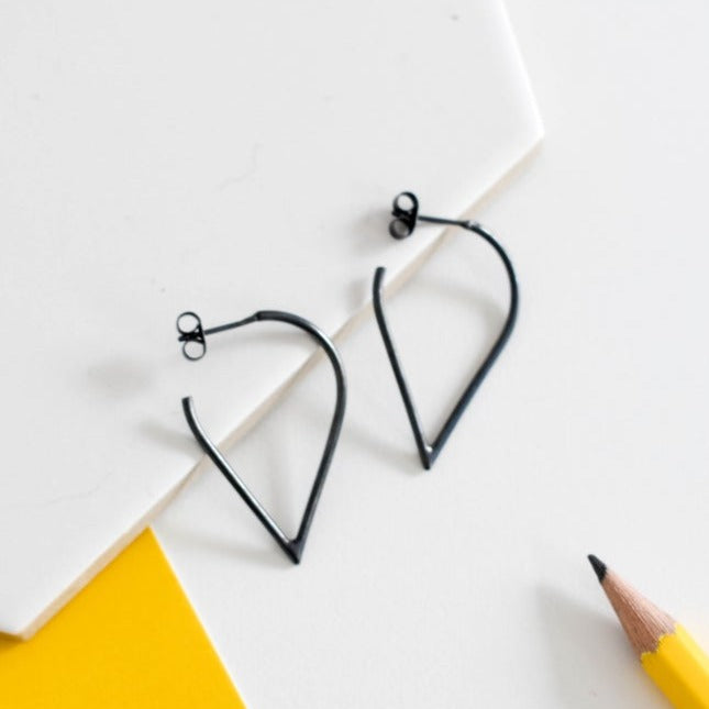 oxidised teardrop hoop earrings