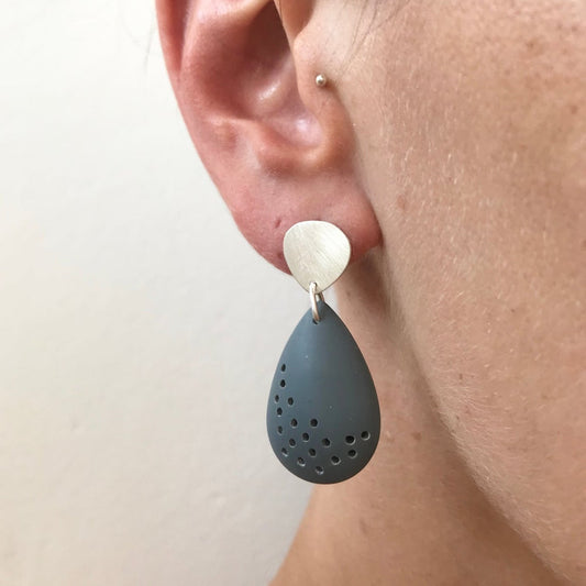 Silver and resin pebble earrings