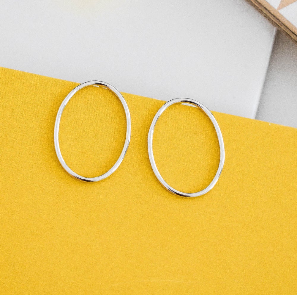 silver oval earrings