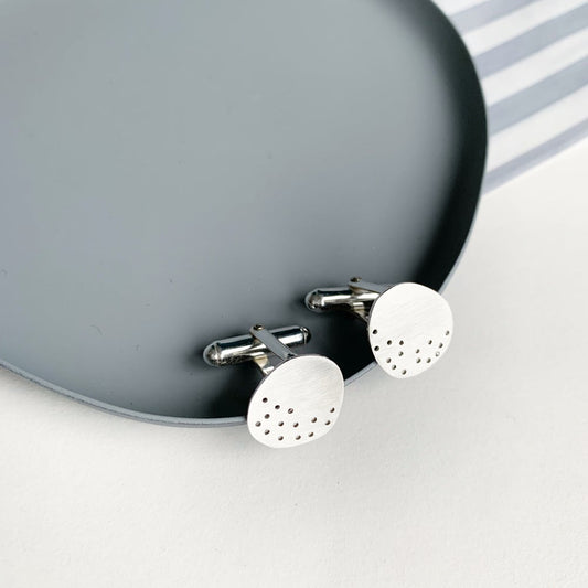 silver pebble cufflinks
