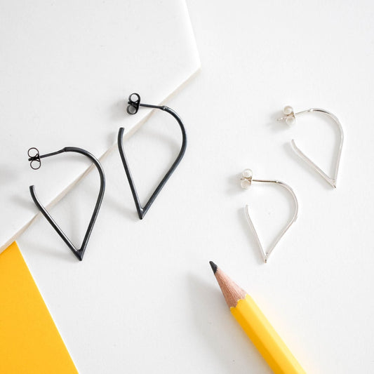 Silver teardrop hoop earrings