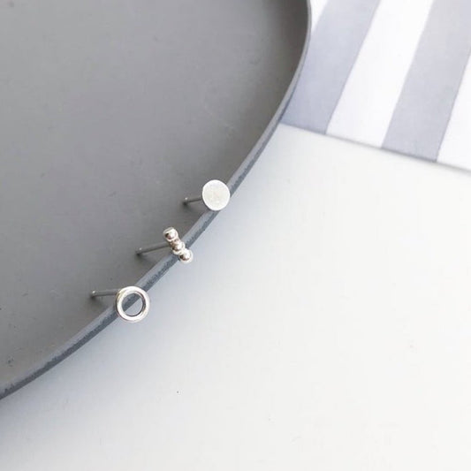 trio set of silver stud earrings