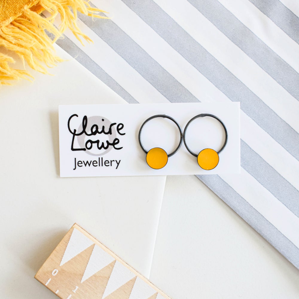 yellow circle stud earrings
