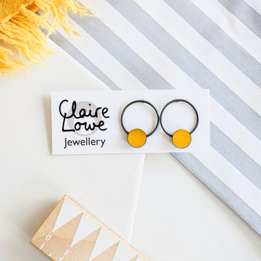 yellow circle stud earrings