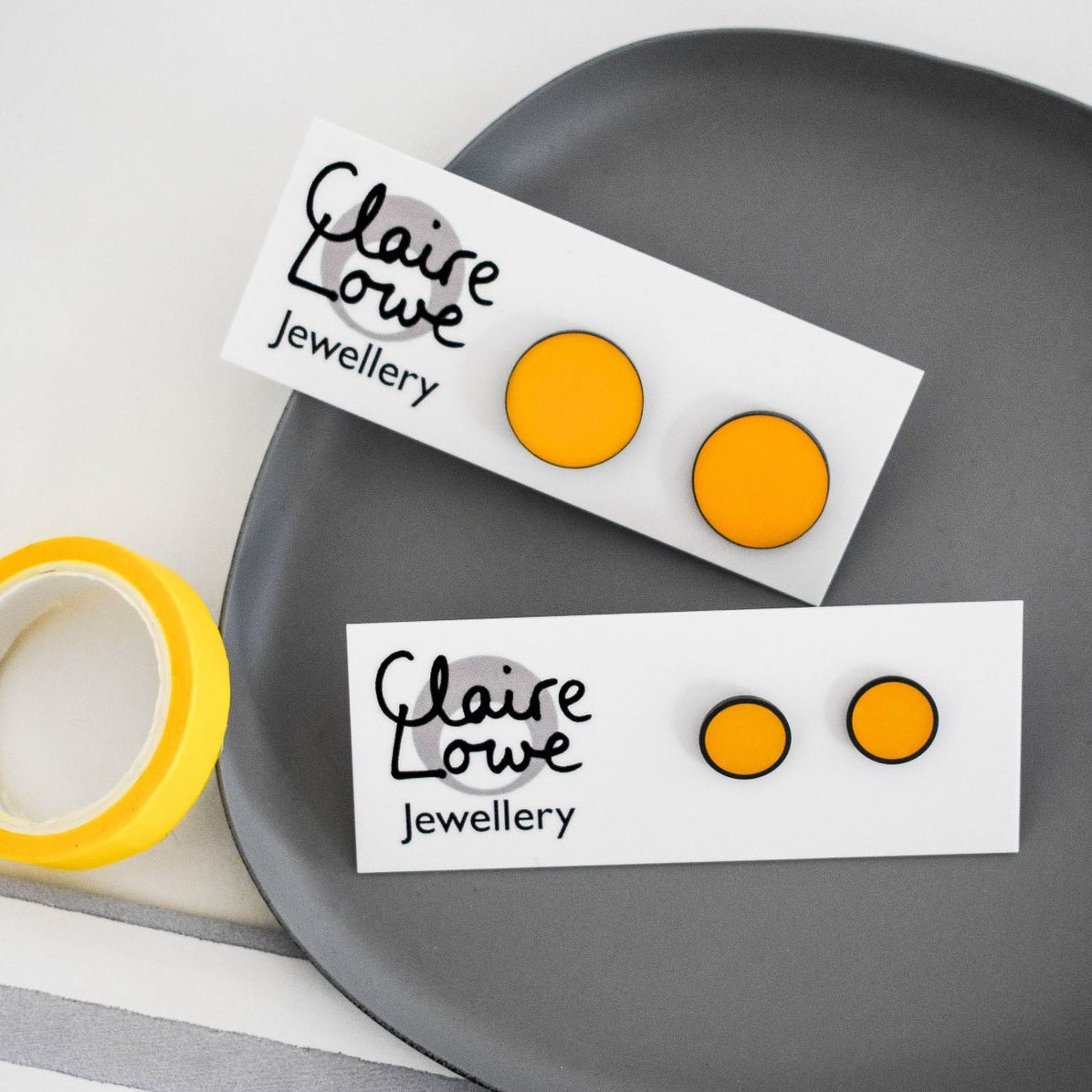 yellow resin stud earrings