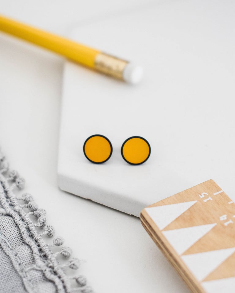 yellow stud earrings small