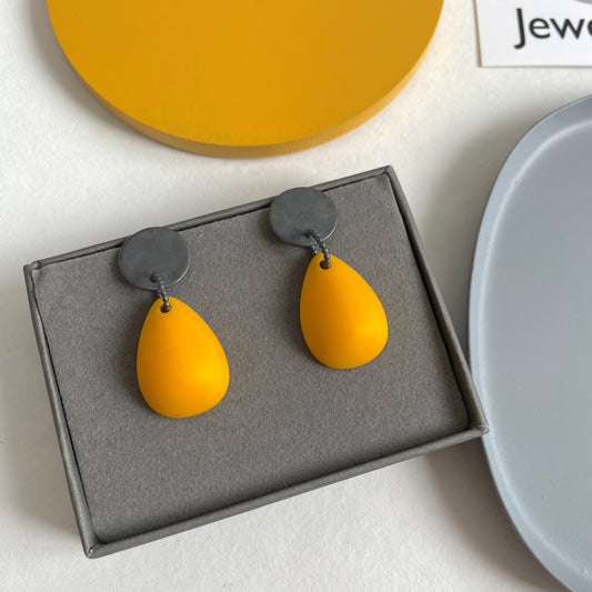 yellow resin earrings